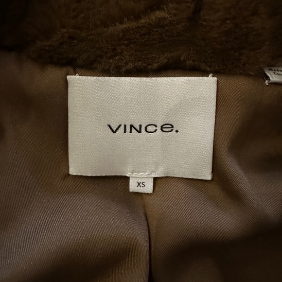 Vince Double Breasted Teddy Faux Fur Jacket/Coat, Size XS, Camel - Picture 4 of 15